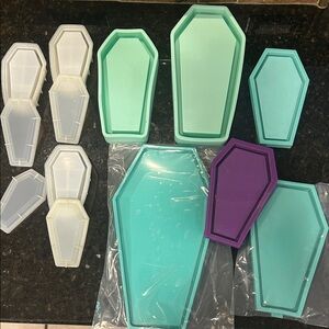 Coffin-Shaped Silicone Molds in Teal and Purple